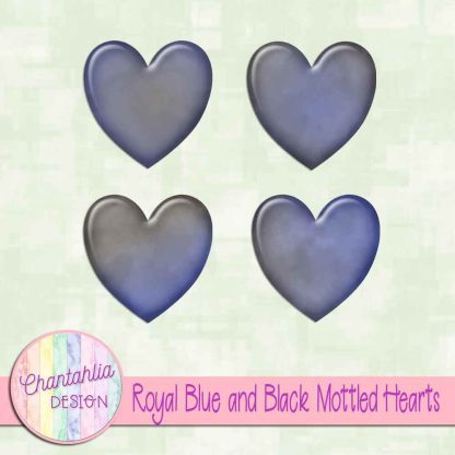 Free royal blue and black mottled hearts