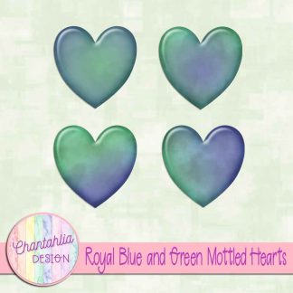 Free royal blue and green mottled hearts