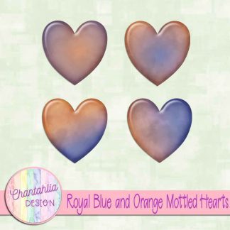 Free royal blue and orange mottled hearts