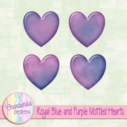 Free royal blue and purple mottled hearts