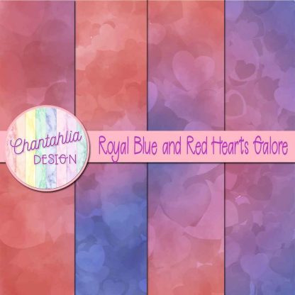 Free royal blue and red hearts galore digital papers