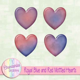Free royal blue and red mottled hearts