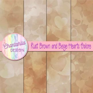 Free rust brown and beige hearts galore digital papers