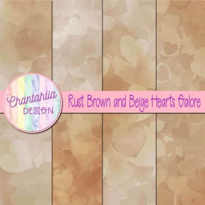 Free rust brown and beige hearts galore digital papers