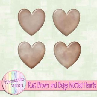 Free rust brown and beige mottled hearts