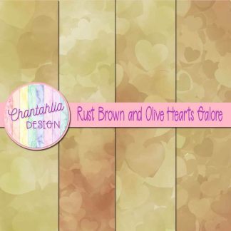 Free rust brown and olive hearts galore digital papers
