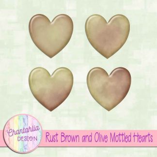 Free rust brown and olive mottled hearts