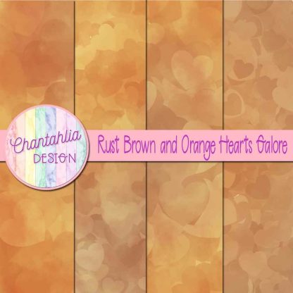 Free rust brown and orange hearts galore digital papers