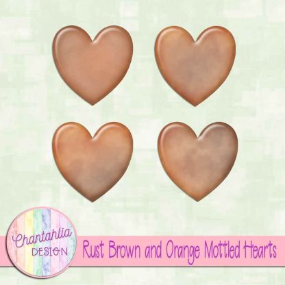 Free rust brown and orange mottled hearts