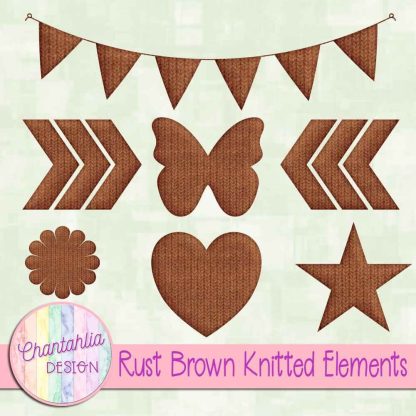 Free rust brown knitted elements