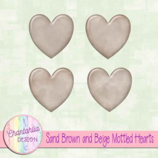 Free sand brown and beige mottled hearts