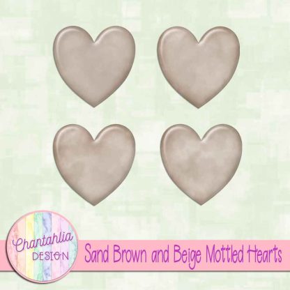 Free sand brown and beige mottled hearts