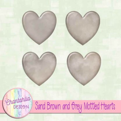 Free sand brown and grey mottled hearts