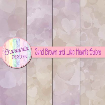 Free sand brown and lilac hearts galore digital papers