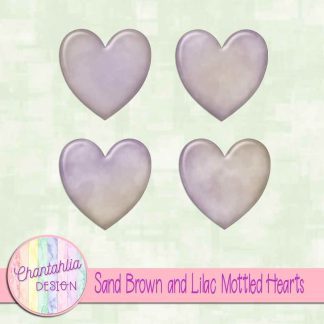 Free sand brown and lilac mottled hearts