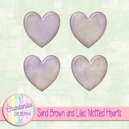 Free sand brown and lilac mottled hearts