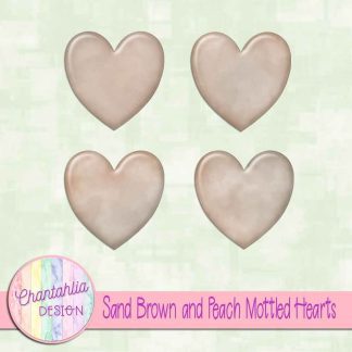 Free sand brown and peach mottled hearts