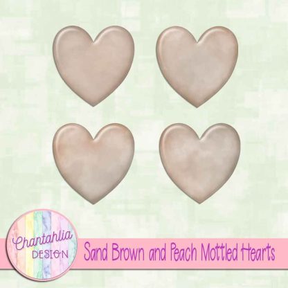 Free sand brown and peach mottled hearts