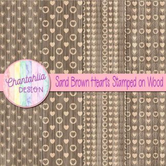 Free sand brown hearts stamped on wood digital papers