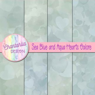 Free sea blue and aqua hearts galore digital papers