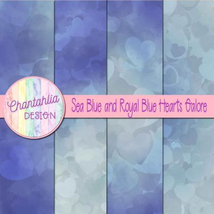 Free sea blue and royal blue hearts galore digital papers