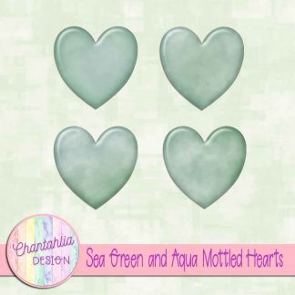 Free sea green and aqua mottled heart
