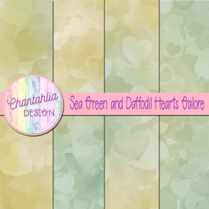 Free sea green and daffodil hearts galore digital papers