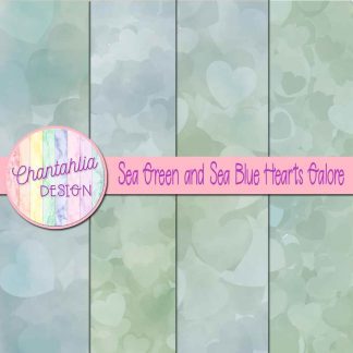 Free sea green and sea blue hearts galore digital papers