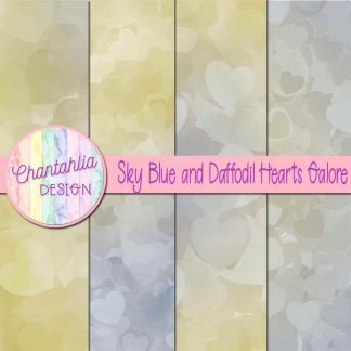 Free sky blue and daffodil hearts galore digital papers