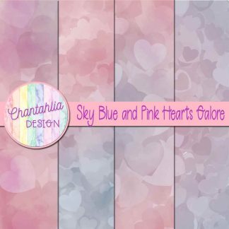 Free sky blue and pink hearts galore digital papers