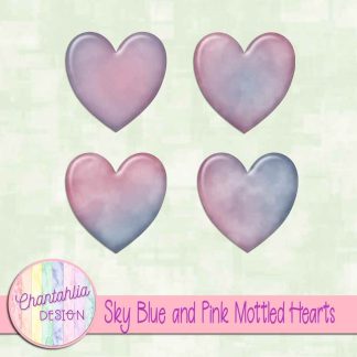 Free sky blue and pink mottled hearts