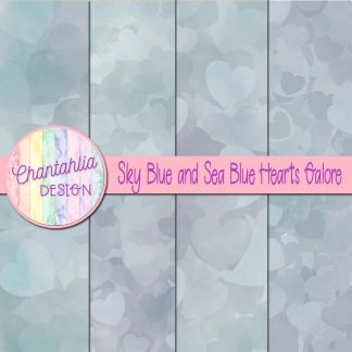 Free sky blue and sea blue hearts galore digital papers