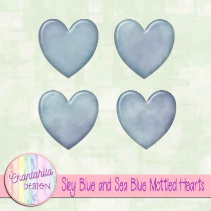 Free teal and purple mottled hearts