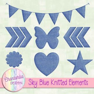 Free sky blue knitted elements