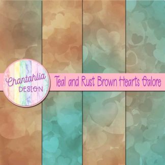 Free teal and rust brown hearts galore digital papers