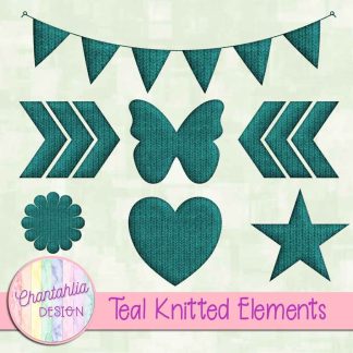 Free teal knitted elements