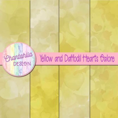 Free yellow and daffodil hearts galore digital papers