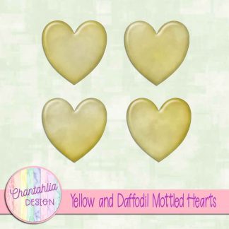 Free yellow and green mottled hearts