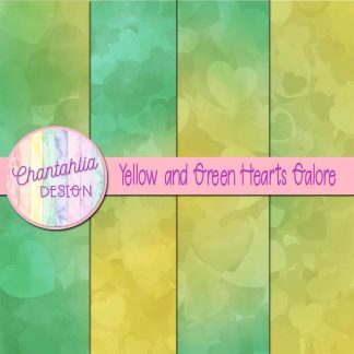 Free yellow and green hearts galore digital papers