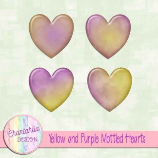 Free yellow and purple mottled hearts