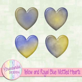 Free yellow and royal blue mottled hearts