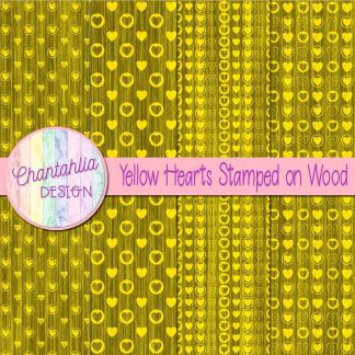 Free yellow hearts stamped on wood digital papers