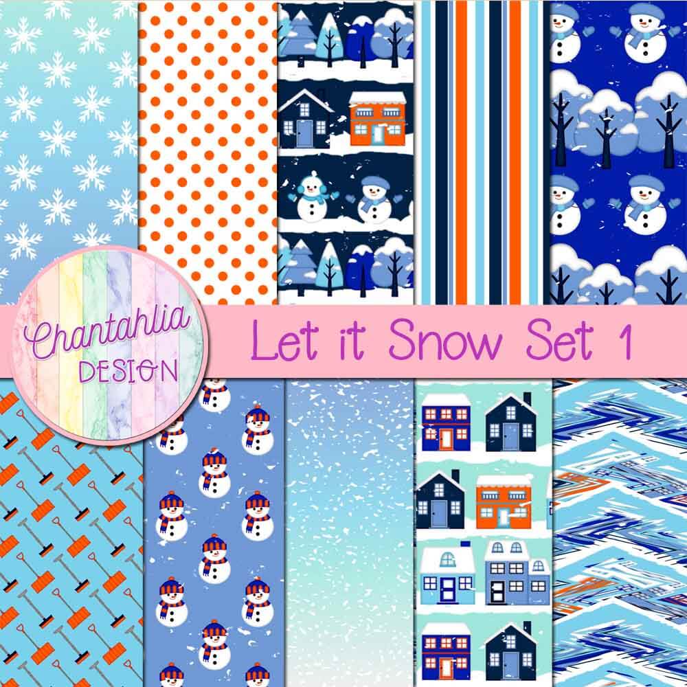 Free digital papers in a Let it Snow theme
