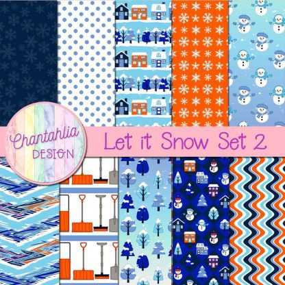 Free digital papers in a Let it Snow theme