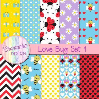 Free digital papers in a Love Bug theme
