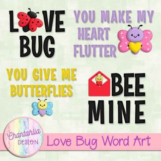 Free word art in a Love Bug theme