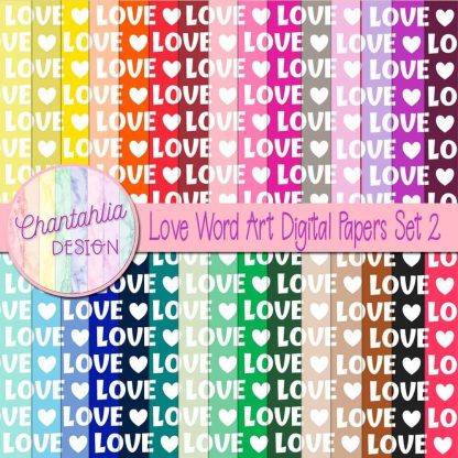 Free love word art digital papers