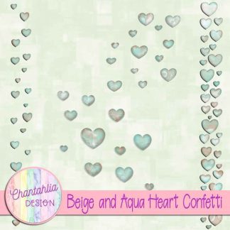 Free beige and aqua heart confetti