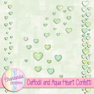 Free daffodil and aqua heart confetti