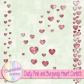 Free dusty pink and burgundy heart confetti